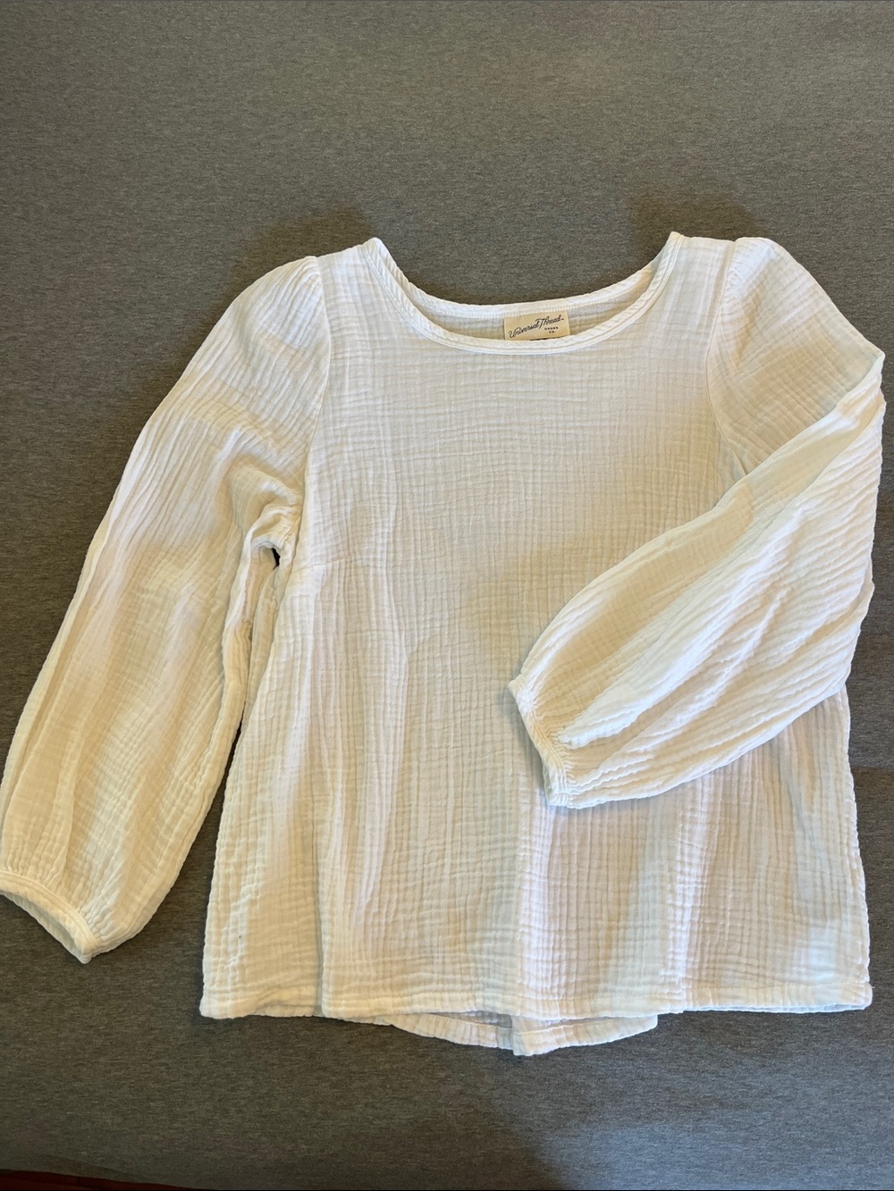 Double Gauze Universal Thread White 3/4 Sleeve Top